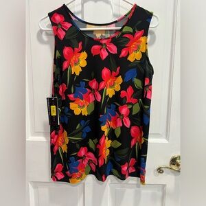 INVESTMENTS NWT Floral Tropical Reversible Summer Tank Top SIZE SMALL Womens NEW